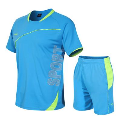 运动套装男夏季跑步服健身房短袖短裤两件